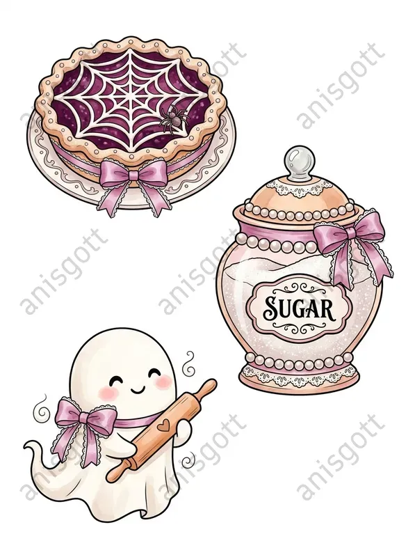Spooky Coquette Ghost Bakery Clipart Sets