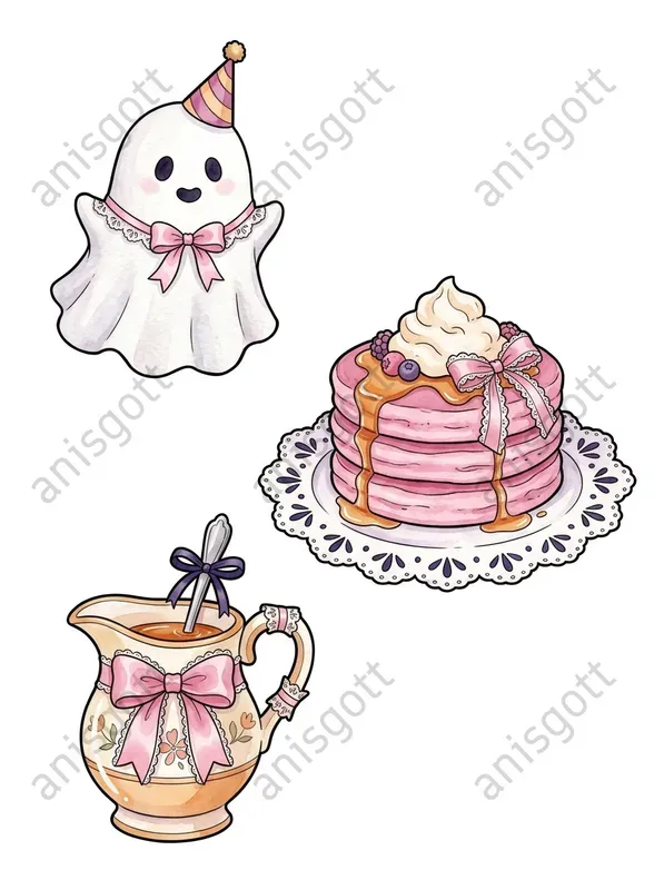 Spooky Coquette Ghost Bakery Clipart Sets