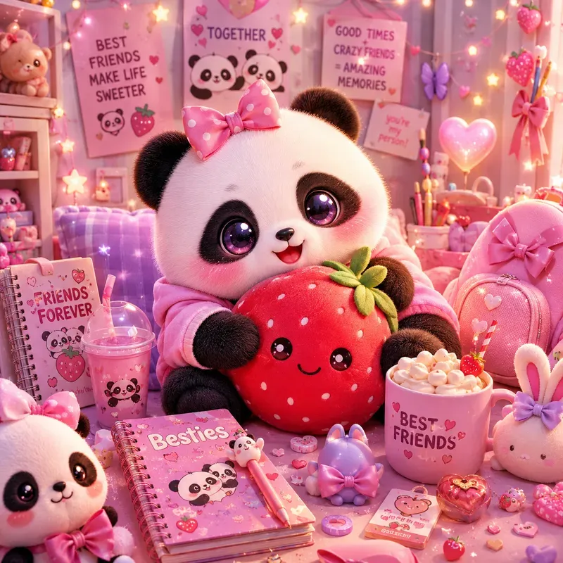 Cute Kawaii Besties Dreamland Scene Art