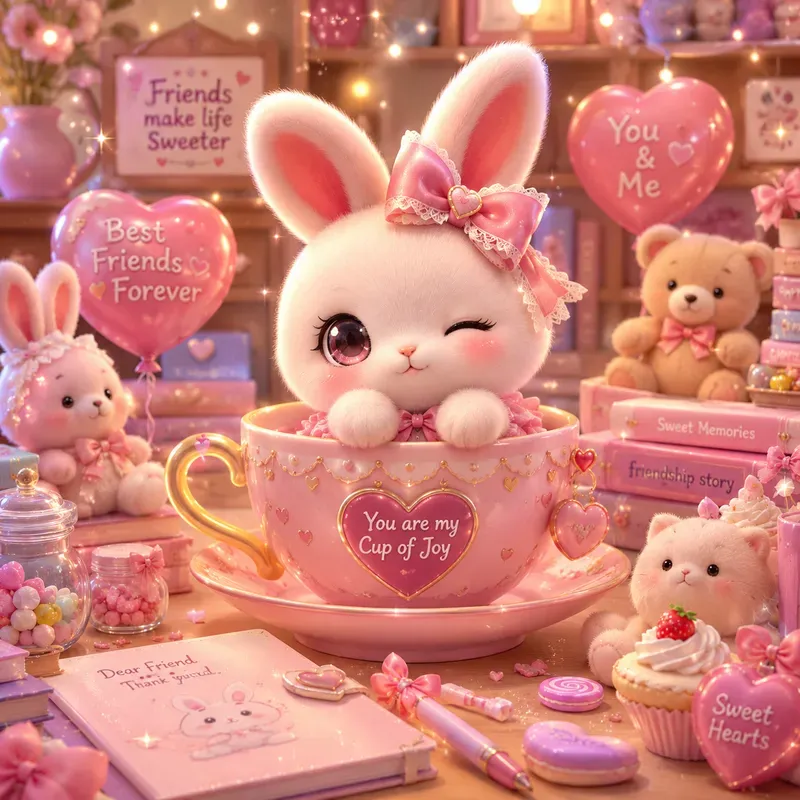 Cute Kawaii Besties Dreamland Scene Art