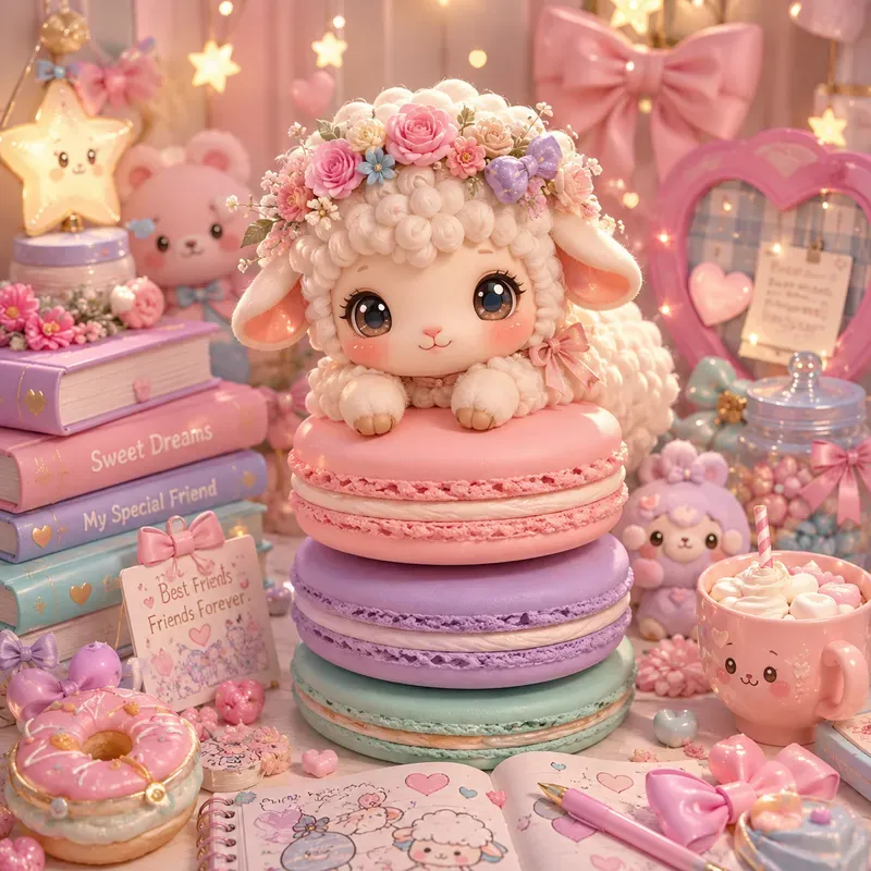 Cute Kawaii Besties Dreamland Scene Art