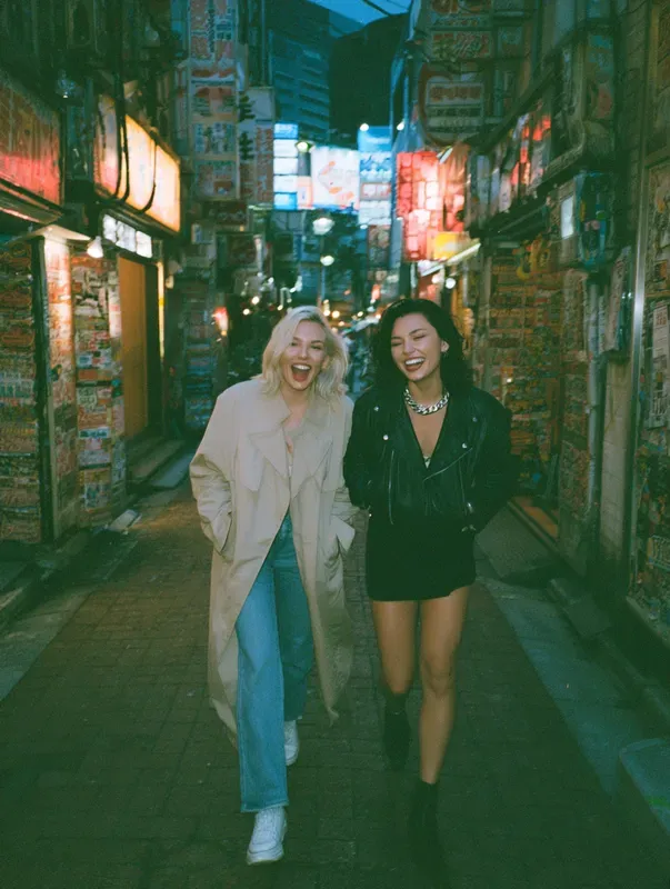 Y2k Tokyo Neon Night Couple Film Shots