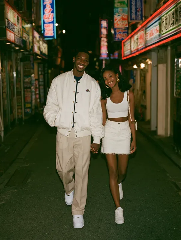 Y2k Tokyo Neon Night Couple Film Shots