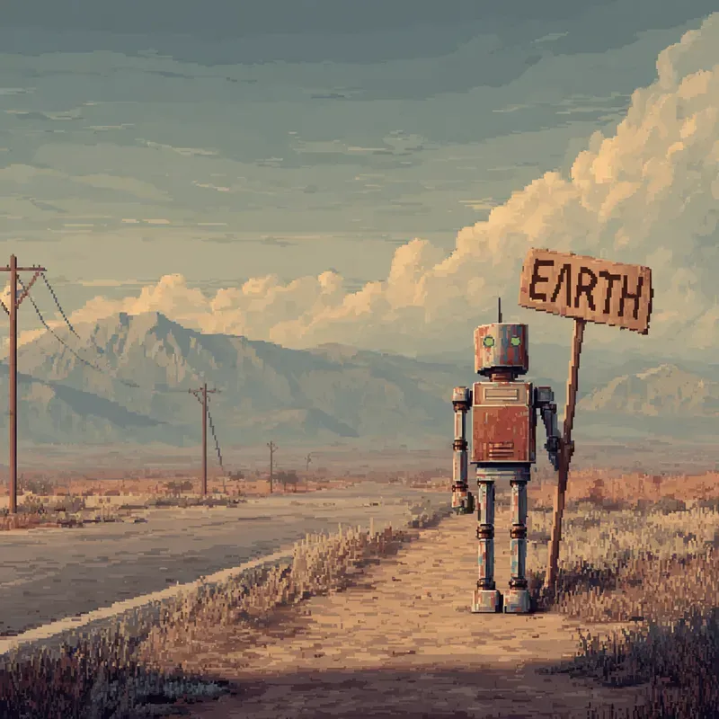 80s Pixel Desert Scifi Scenes