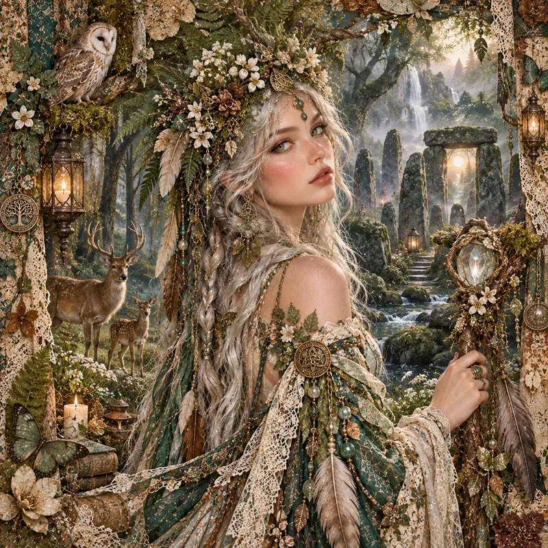 Whimsical Boho Fantasy Journal Art