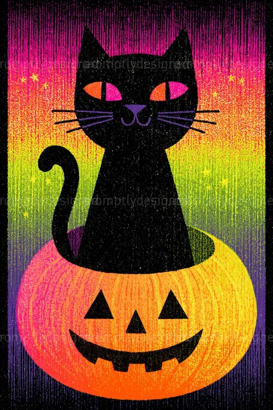 Spooky Cute Halloween Postcard Art