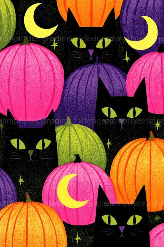 Spooky Cute Halloween Postcard Art
