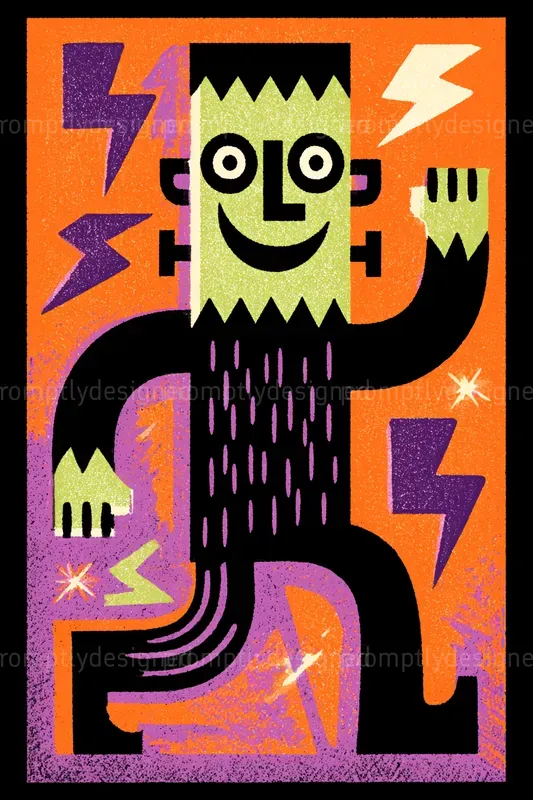 Spooky Cute Halloween Postcard Art