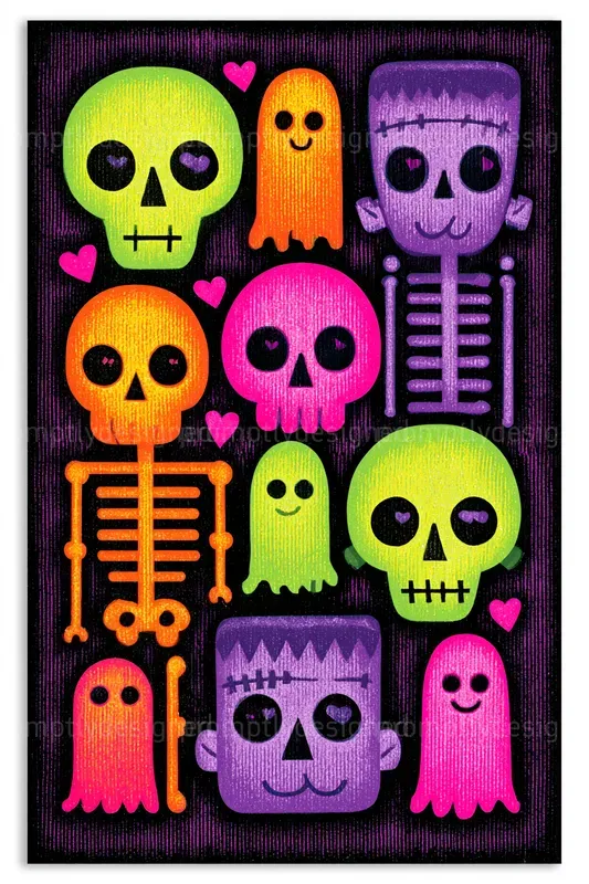 Spooky Cute Halloween Postcard Art