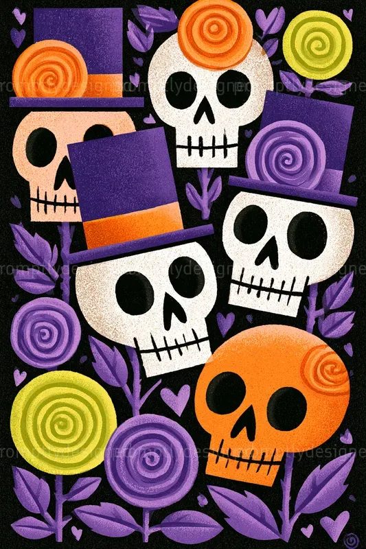 Spooky Cute Halloween Postcard Art