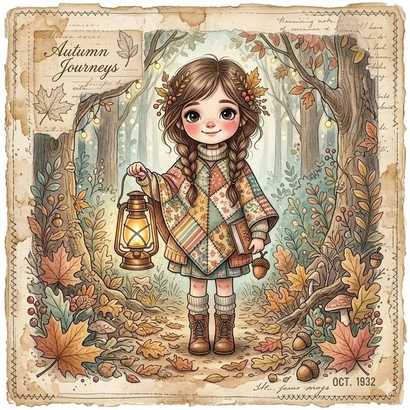 Vintage Junk Journal Girl Art