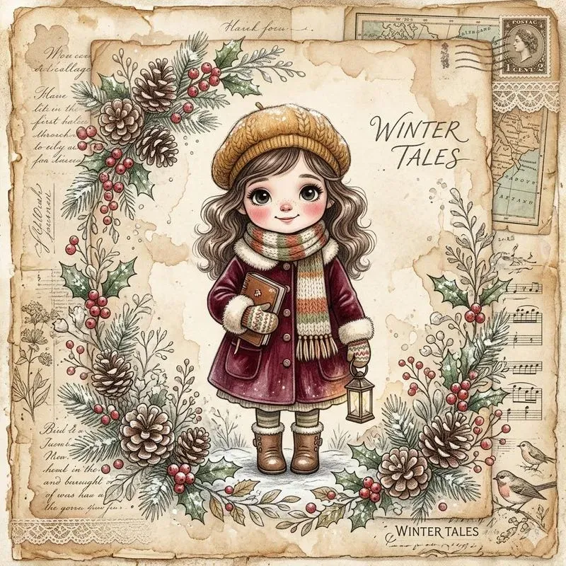 Vintage Junk Journal Girl Art