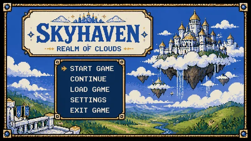 8bit RPG Main Menu UI Screens