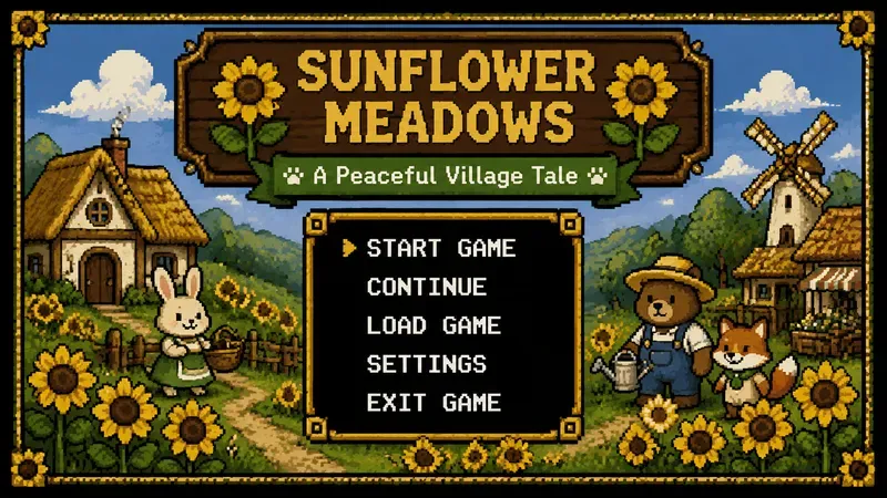 8bit RPG Main Menu UI Screens