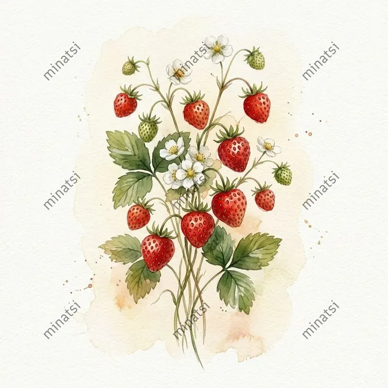 Loose Botanical Watercolor Berries