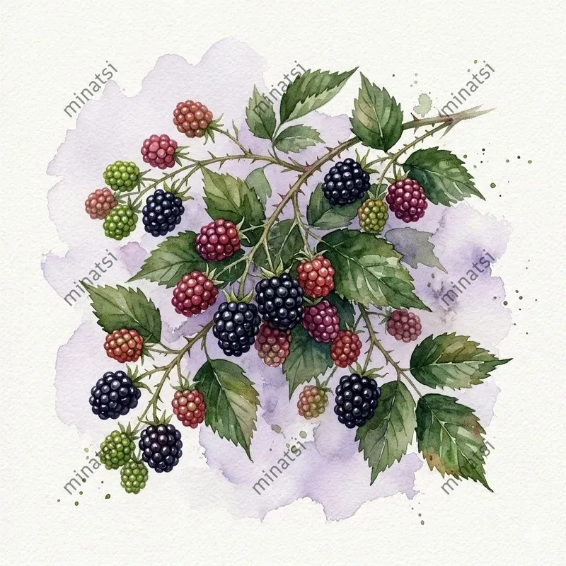 Loose Botanical Watercolor Berries