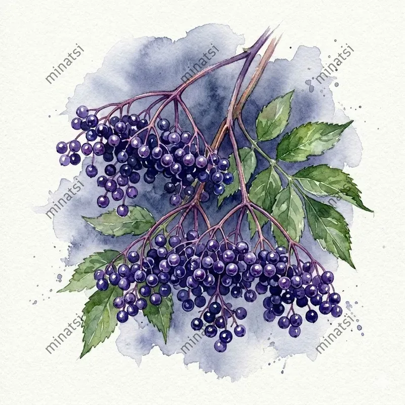 Loose Botanical Watercolor Berries