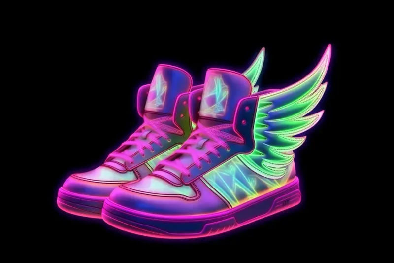 Glowing Shoes With Wings Art