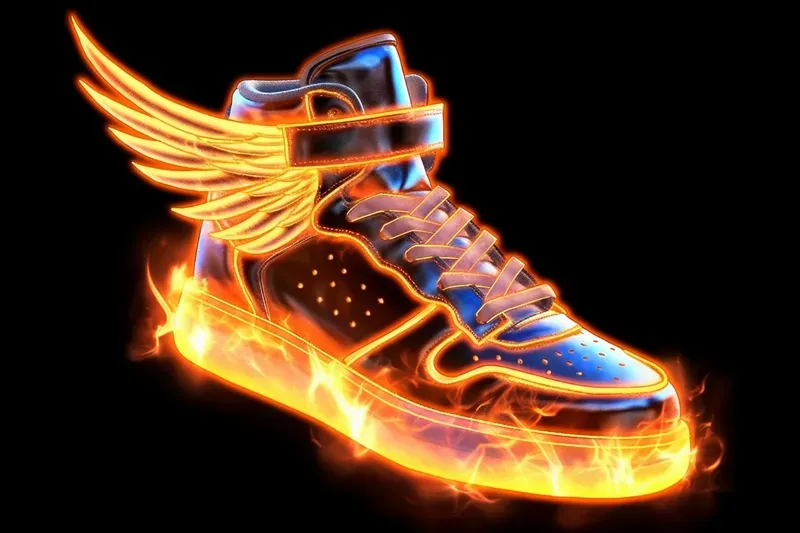 Glowing Shoes With Wings Art