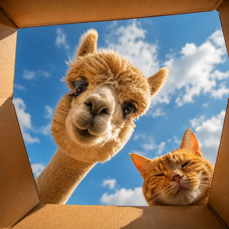 Funny Peek Inside The Box Animal Art