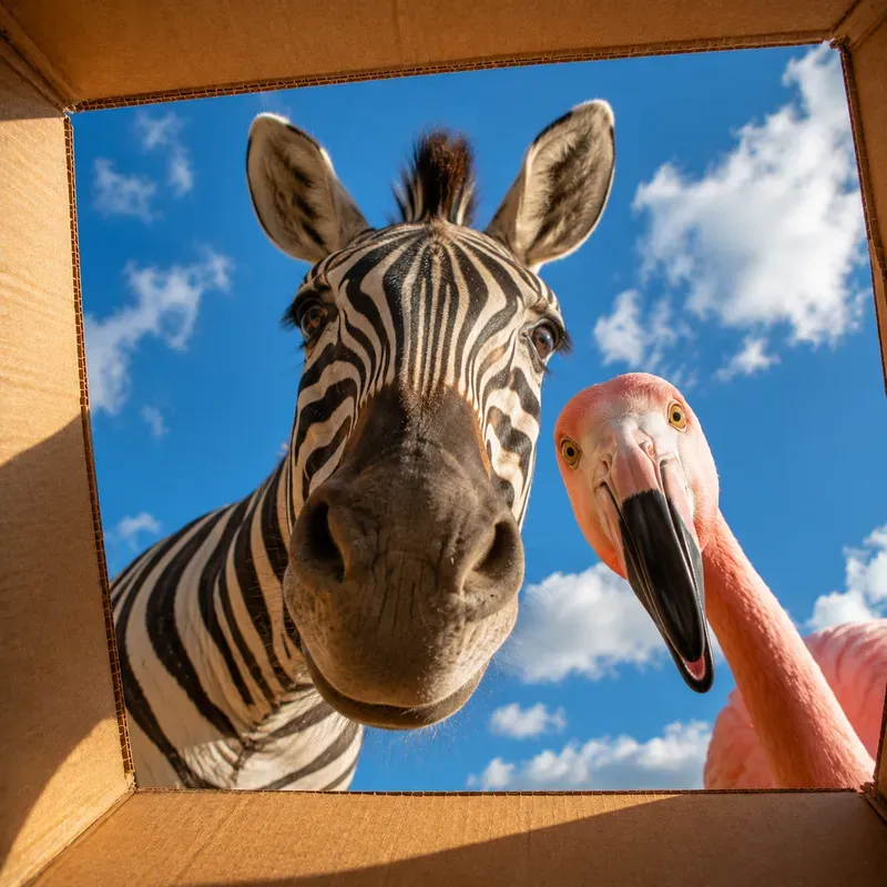 Funny Peek Inside The Box Animal Art