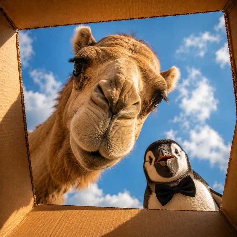 Funny Peek Inside The Box Animal Art