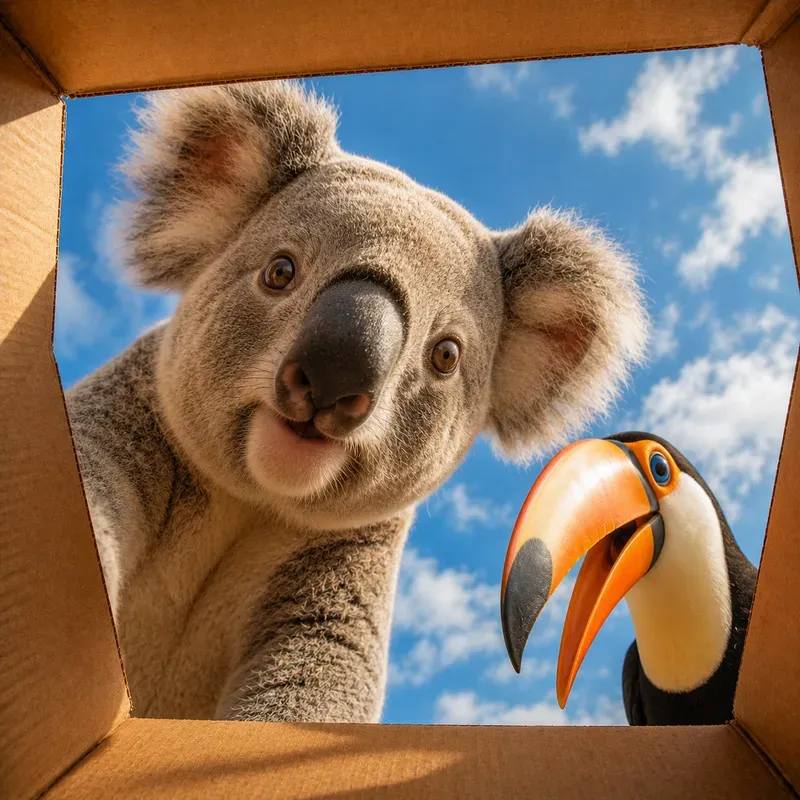 Funny Peek Inside The Box Animal Art