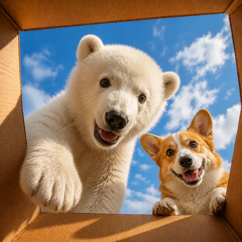 Funny Peek Inside The Box Animal Art