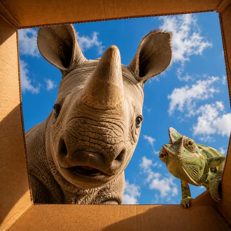 Funny Peek Inside The Box Animal Art