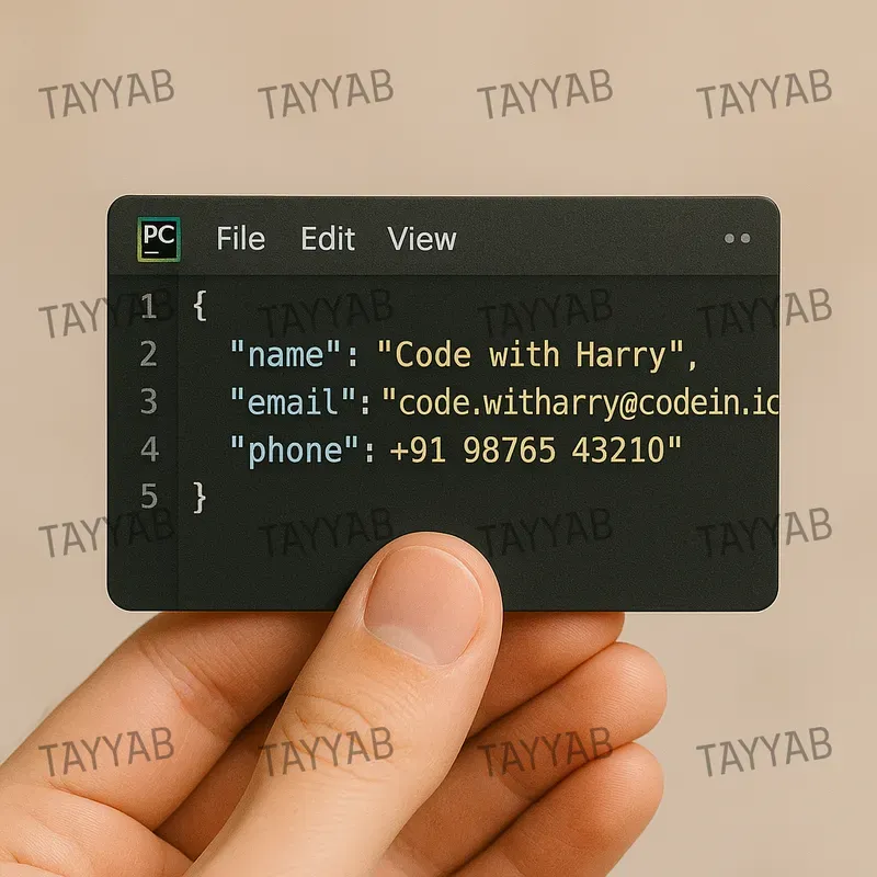 Json Format Business Cards