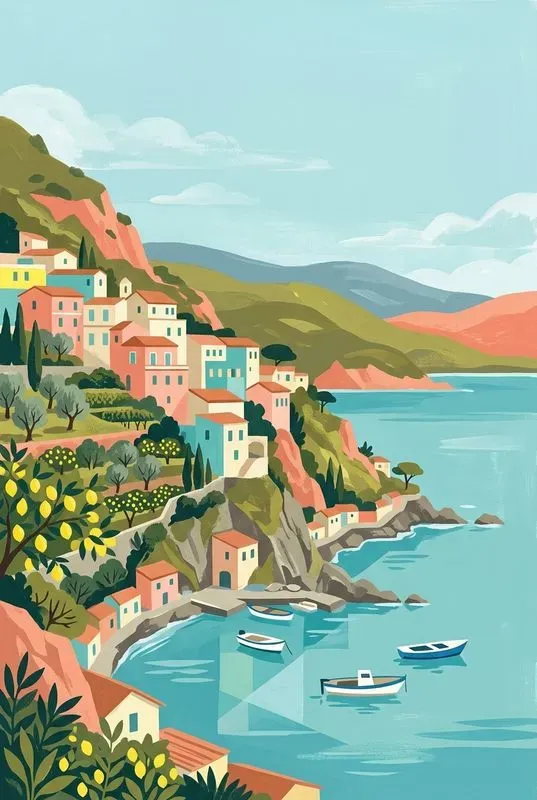 Midcentury Gouache Travel Paintings