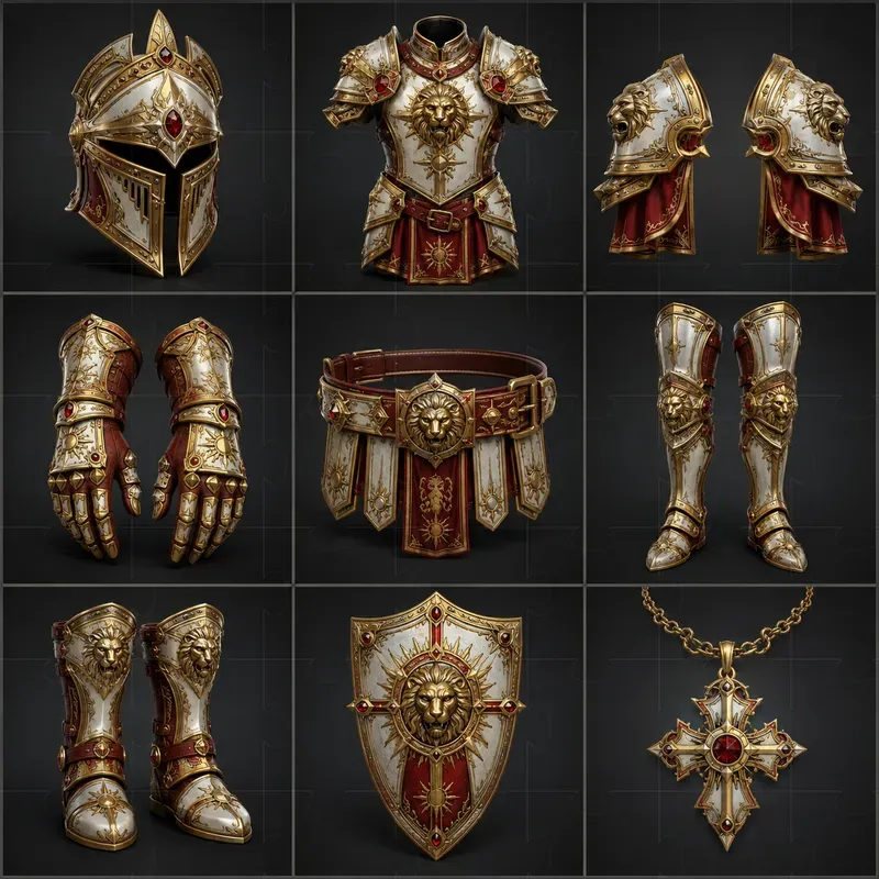 Realistic 3D Game Armor Grid Sheets