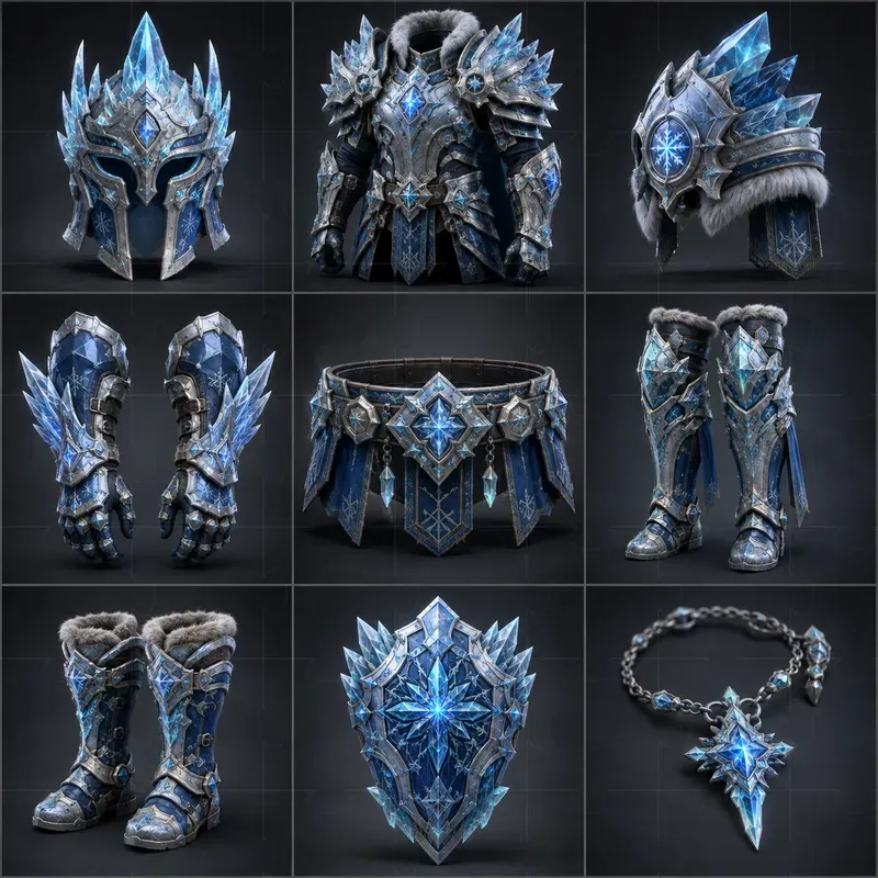 Realistic 3D Game Armor Grid Sheets