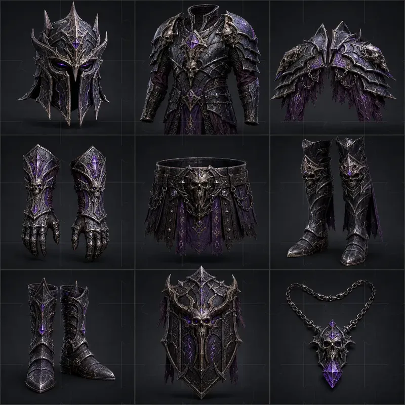 Realistic 3D Game Armor Grid Sheets