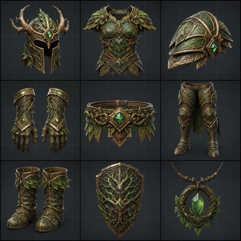 Realistic 3D Game Armor Grid Sheets