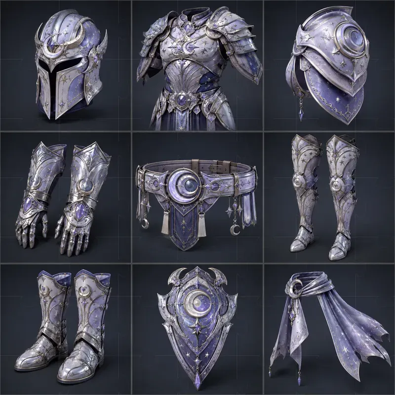 Realistic 3D Game Armor Grid Sheets