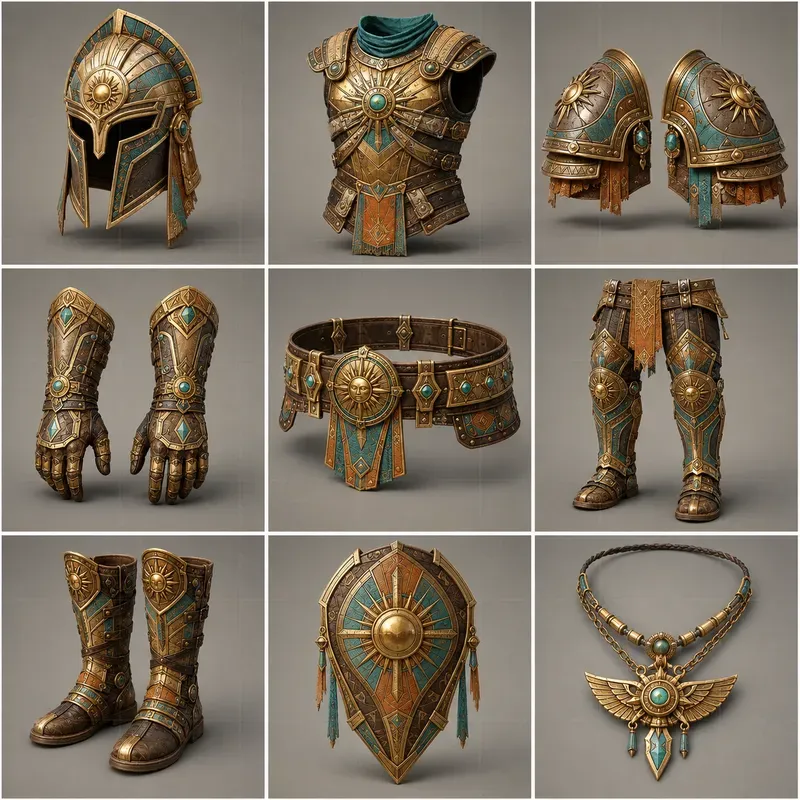 Realistic 3D Game Armor Grid Sheets