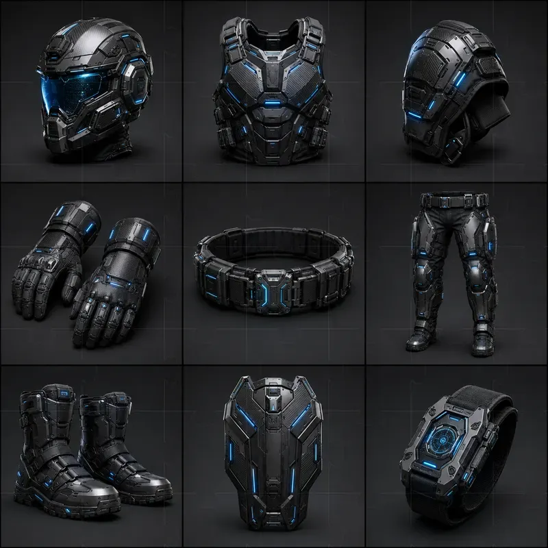 Realistic 3D Game Armor Grid Sheets