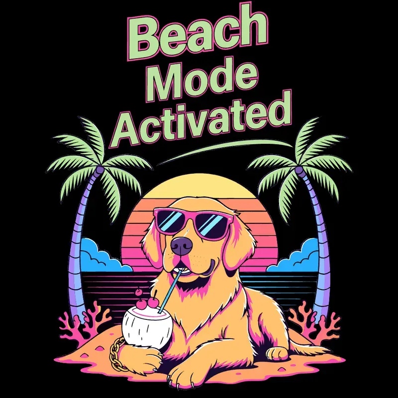 Neon Retro Animal Vacation Tshirt Designs