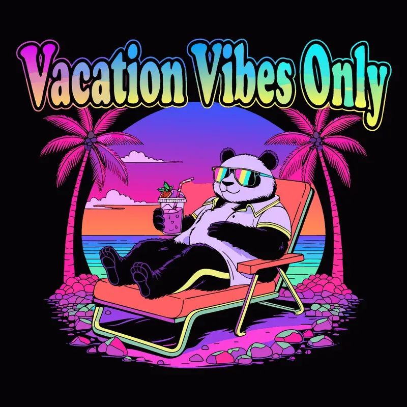 Neon Retro Animal Vacation Tshirt Designs
