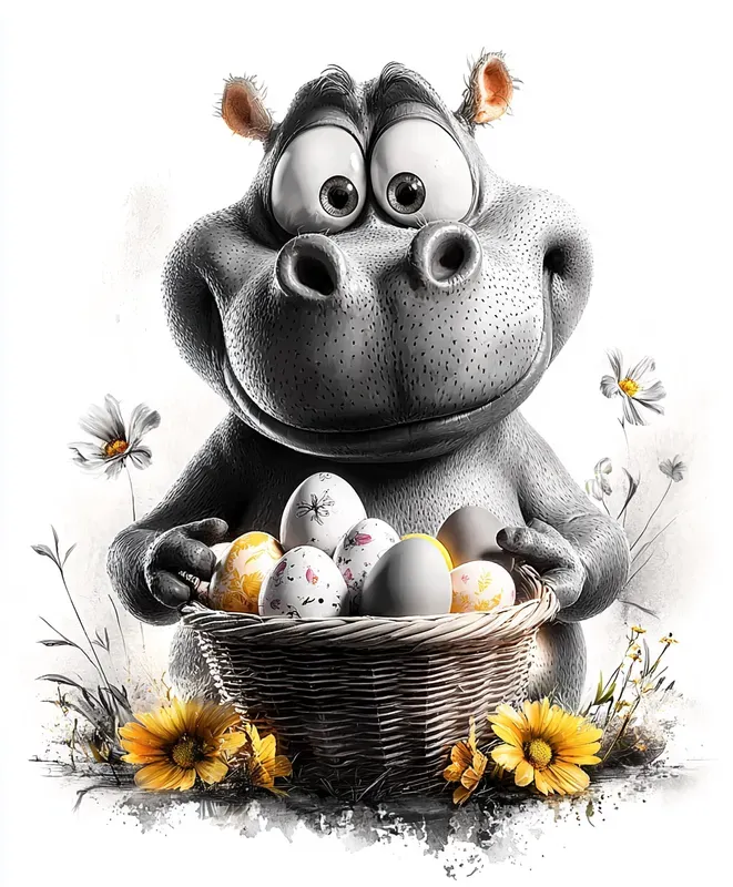 Watercolor Animals With Spring Baskets
