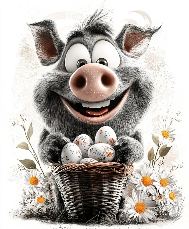 Watercolor Animals With Spring Baskets
