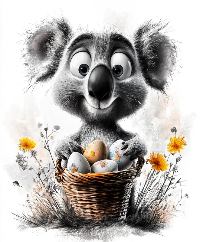 Watercolor Animals With Spring Baskets