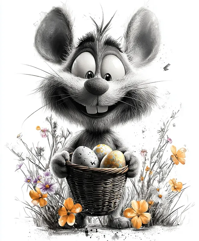 Watercolor Animals With Spring Baskets