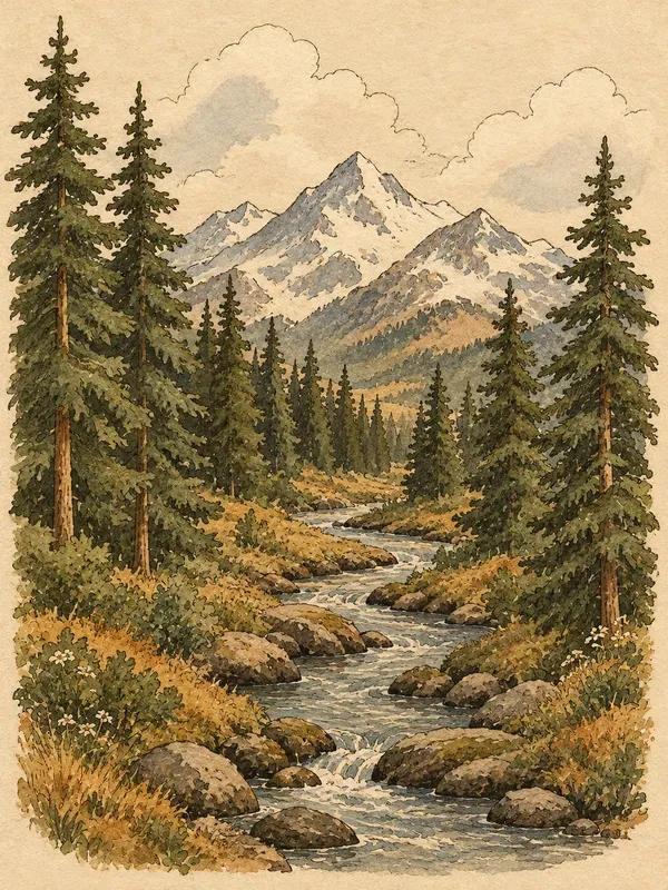 Vintage Watercolor Ink Storybook Art