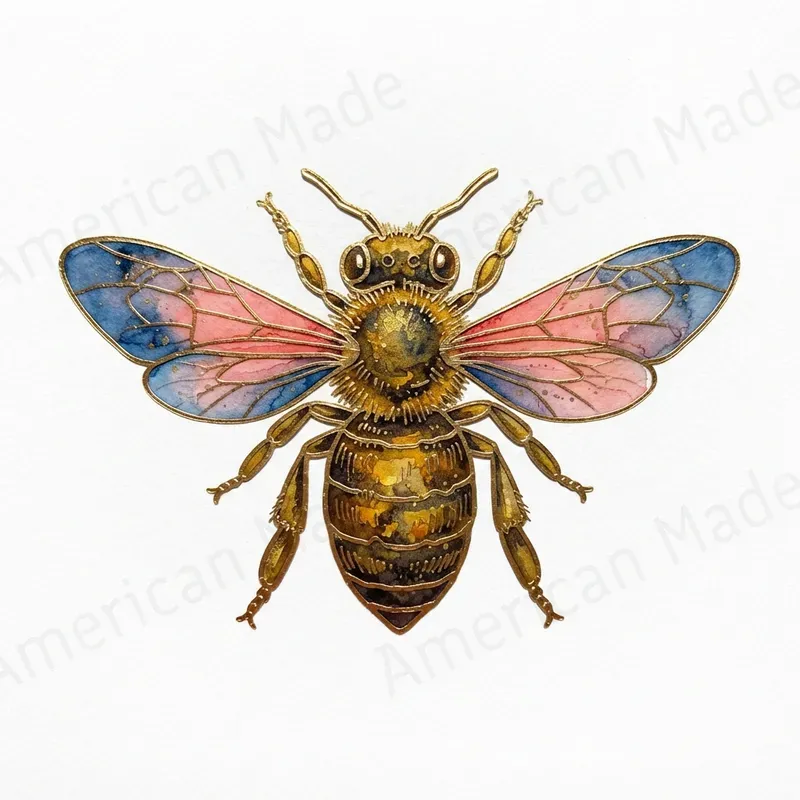 Gold Foil Insect Watercolor Art