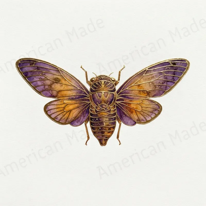 Gold Foil Insect Watercolor Art