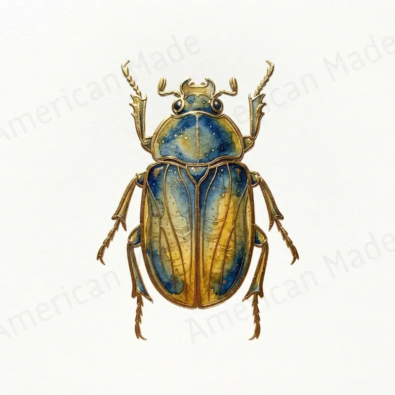 Gold Foil Insect Watercolor Art