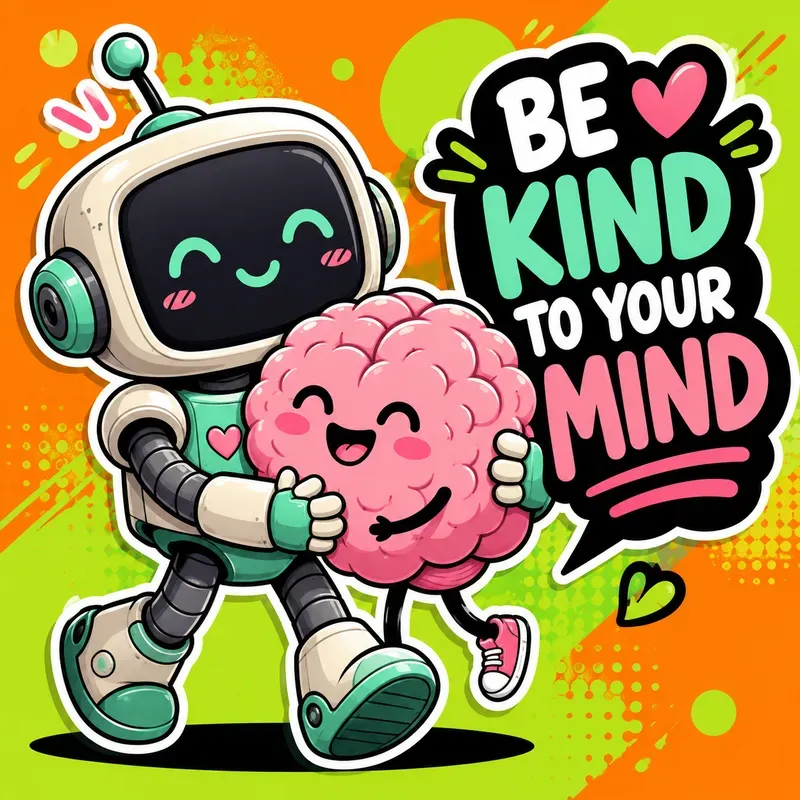 Cute Brain Hug Cartoon Style Art