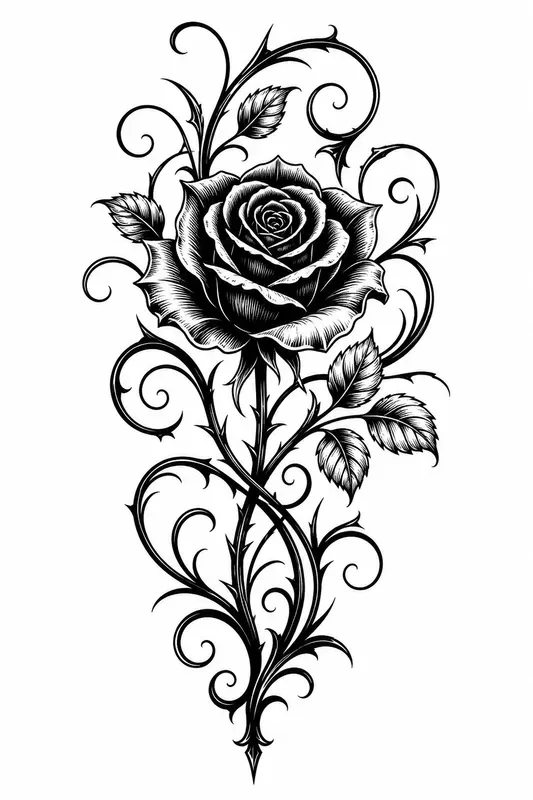 Elegant Rose Tattoo Vectors